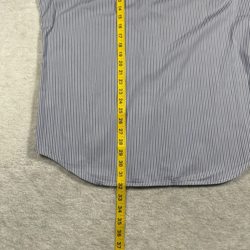 Banana Republic Mens Slim Fit Striped Button Down Dress Shirt Navy‎ White Large
